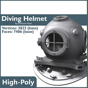 3d old diving helmet model