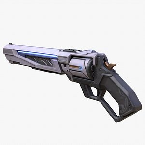 3D white stylized revolver