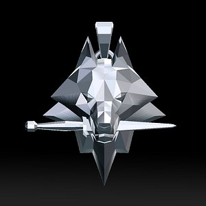Geometric Wolf Head With Knife Pendant 3D print model model