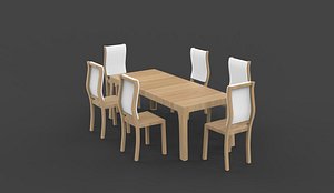 dining table and chair 3D model 3D model
