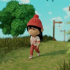 Girl in Garden 3D