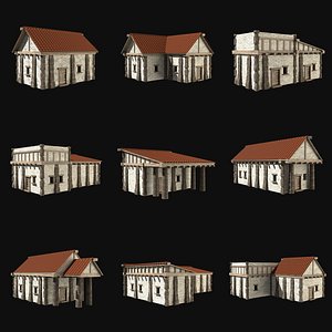 3D ANCIENT GREEK ROMAN STONE ROME HOUSE HUT BUILDING COLLECTION