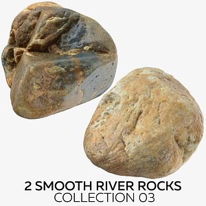 2 smooth river rocks 3D model