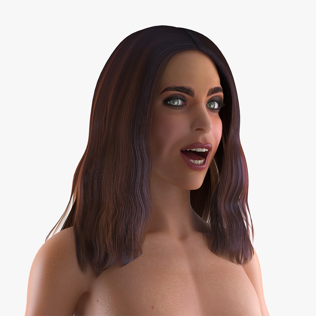 Nude Woman Rigged for Cinema 4D 3D model preview