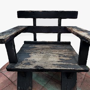 Wooden Chair Destroyed by Nature 3D model