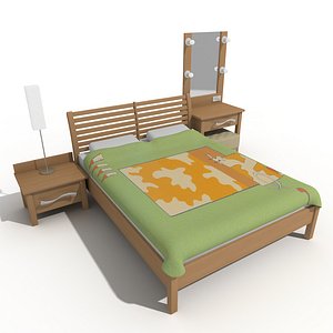 3d model bedroom bed nightstand make