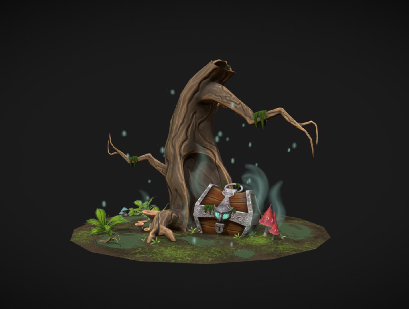 3D Stylized Magic Old Hollow Tree Fantasy Game Ready Asset Low-poly 3D ...