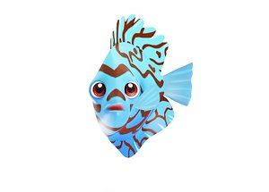 Blue discus animated fish 3d model