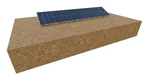 Lowpoly Ground Mounted Solar Panels-18 Rows of PV Modules 3D