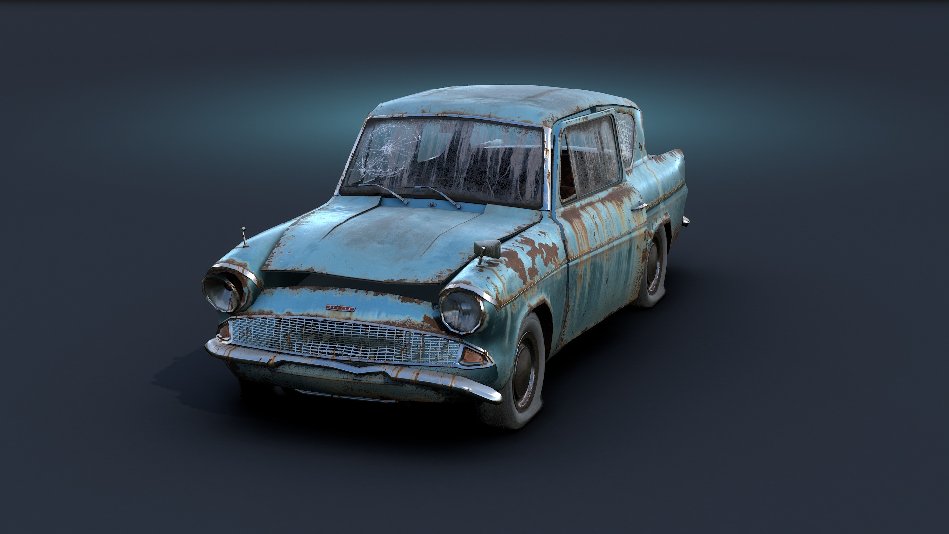 Turbosquid. Бумажный Форд Англия. Rusty 1960 3d model. Ford Anglia Rally.