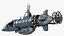Steampunk Submarine Blue Rigged 3D