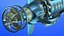 Steampunk Submarine Blue Rigged 3D