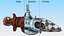 Steampunk Submarine Blue Rigged 3D