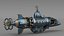 Steampunk Submarine Blue Rigged 3D