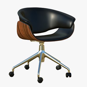 3D Office Chair Realistic Leather Black model