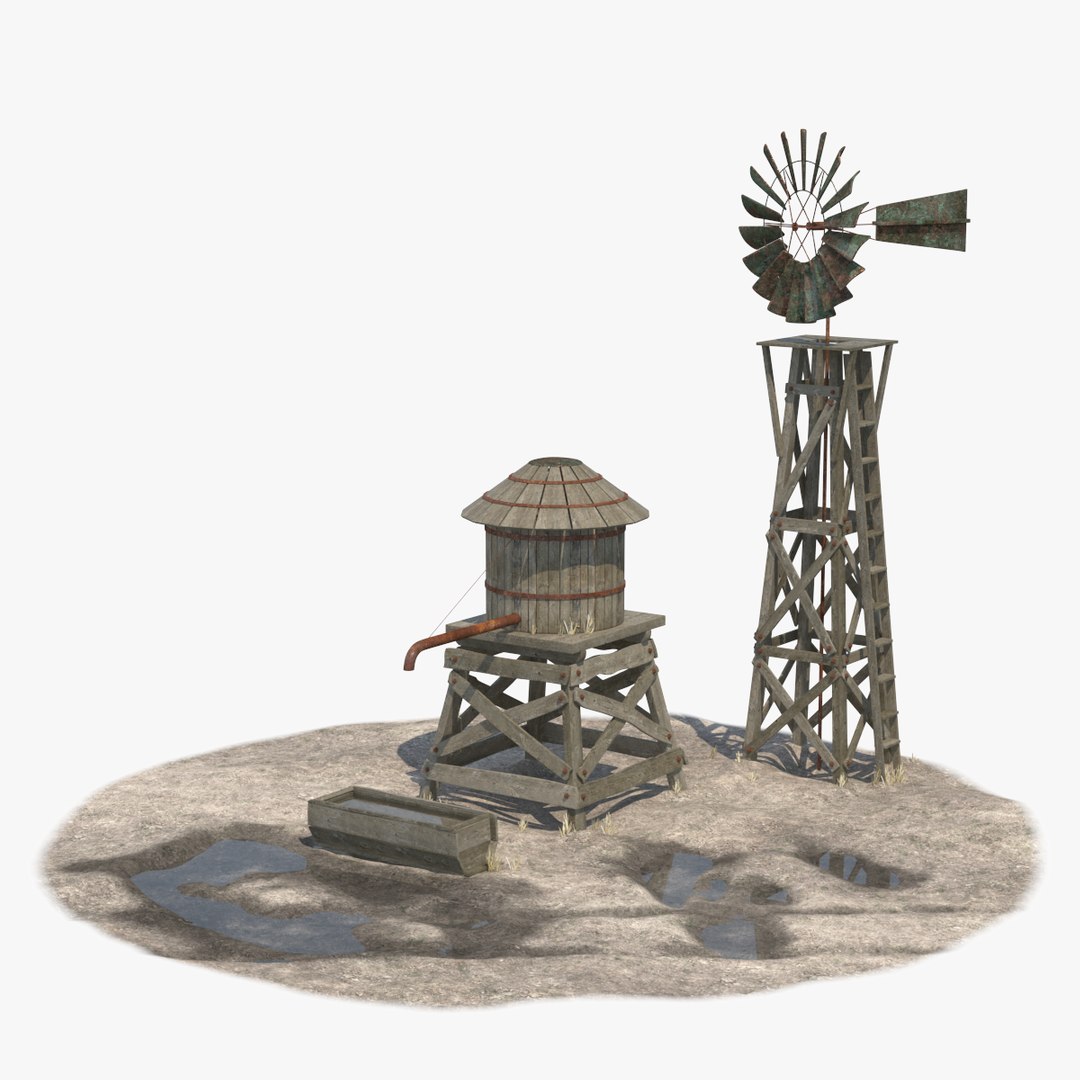 Wild West Wind Mill and Water Tank 3D - TurboSquid 2098410