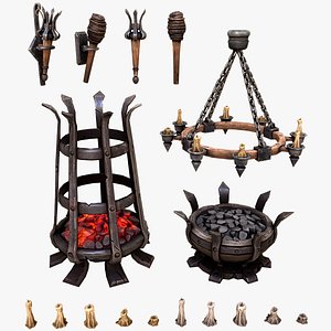 Medieval Prison Lighting Set model