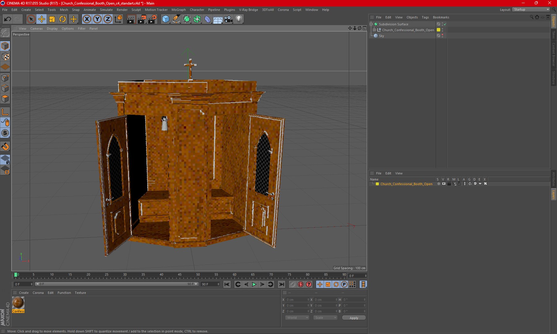 3D Church Confessional Booth Open - TurboSquid 2240457