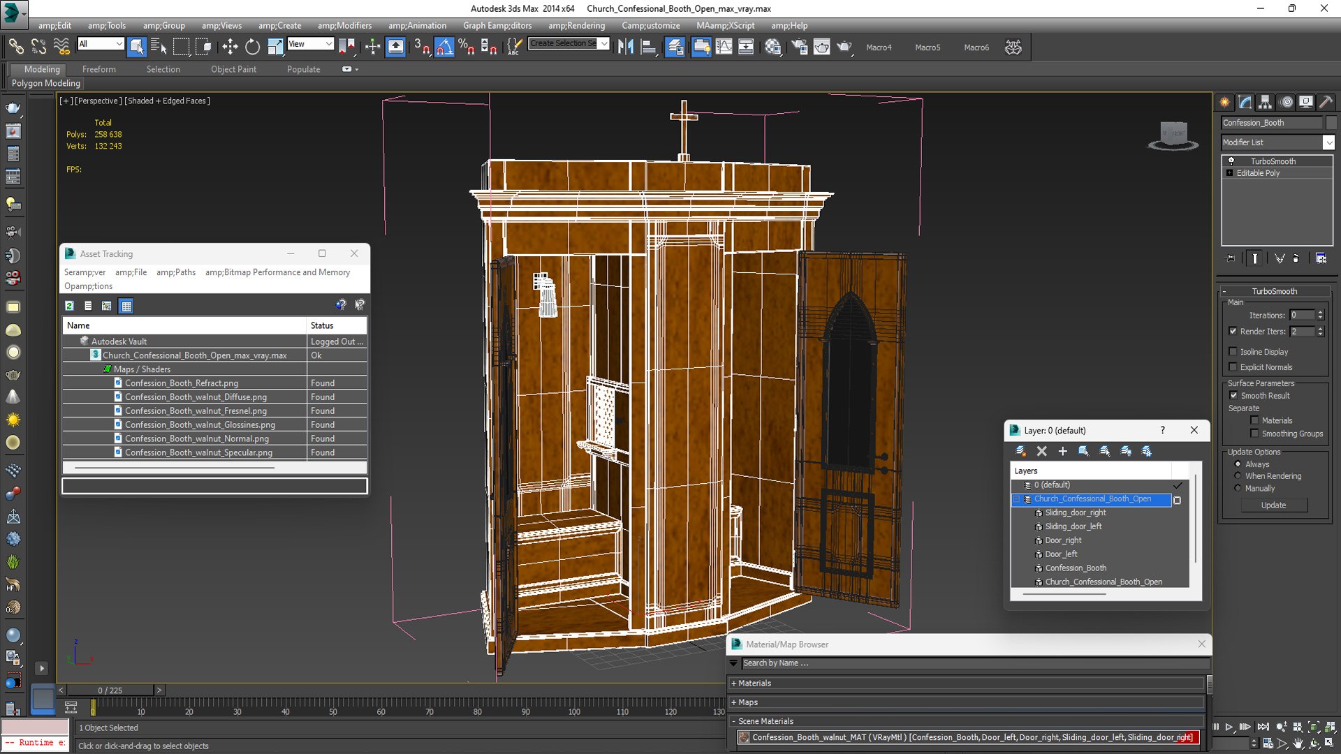 3D Church Confessional Booth Open - TurboSquid 2240457