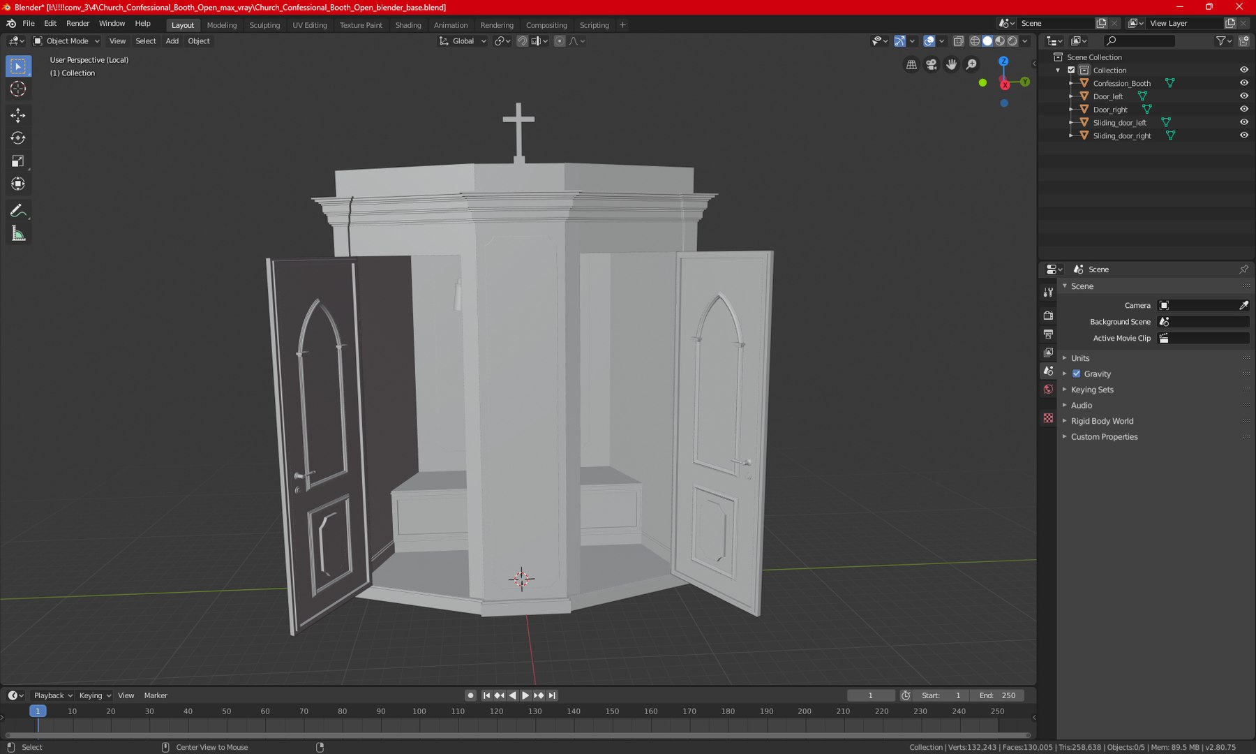 3D Church Confessional Booth Open - TurboSquid 2240457