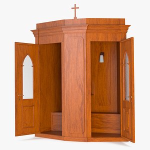 3D Church Confessional Booth Open