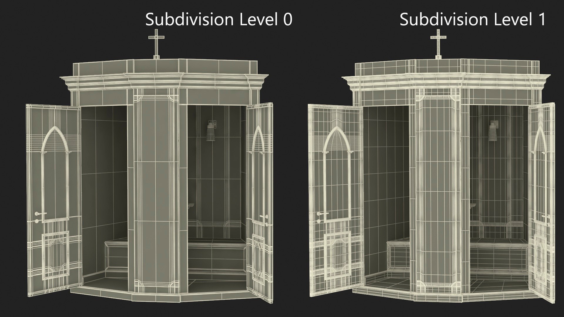 3D Church Confessional Booth Open - TurboSquid 2240457