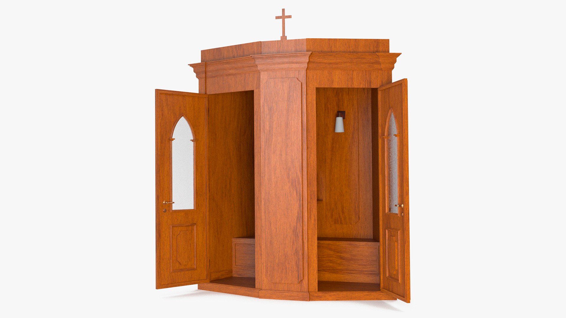 Church Confessional Booth Open 3D model preview