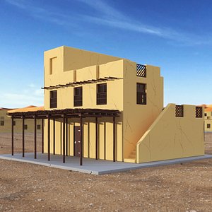 Cartoon Arabian Traditional House with Canopy 3D model