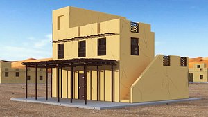 Cartoon Arabian Traditional House with Canopy