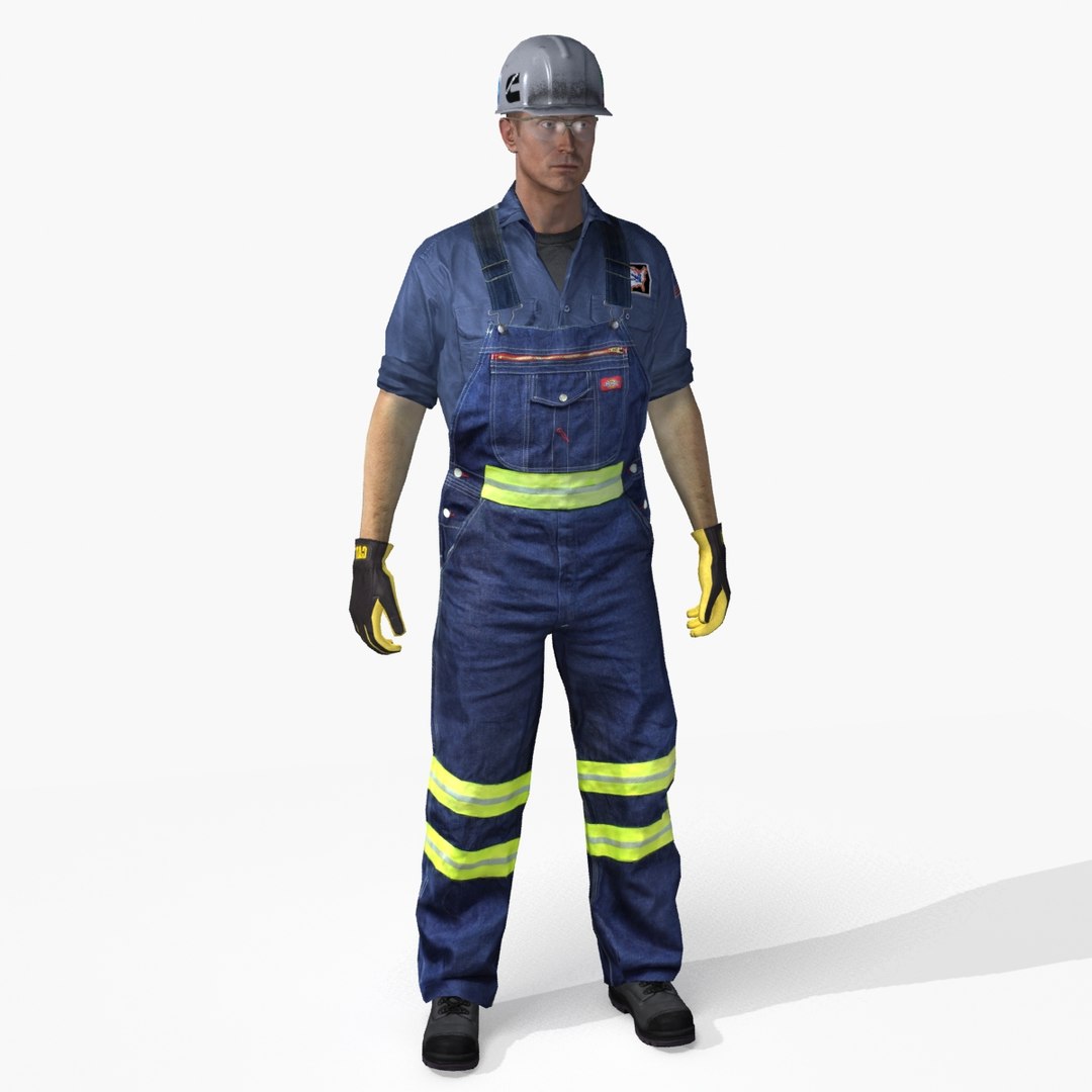 rig safety worker american 3d max
