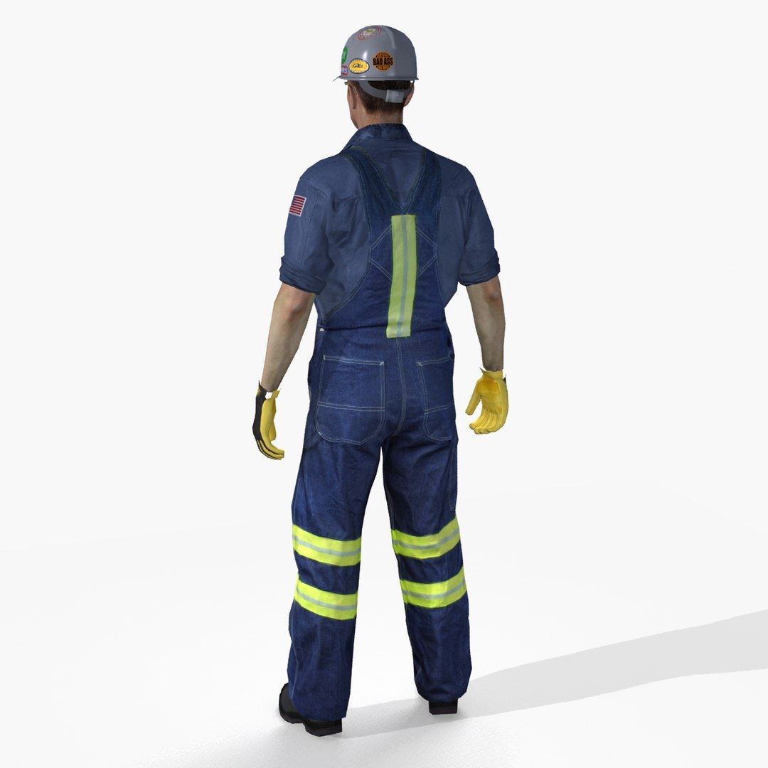 rig safety worker american 3d max