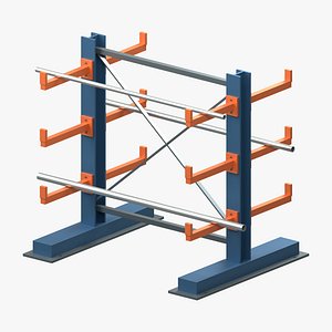 Double-Sided Cantilever Stock Rack with Three Hollow Tubes