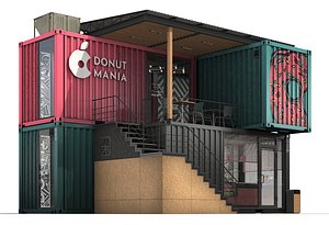 3D container donuts restaurant model
