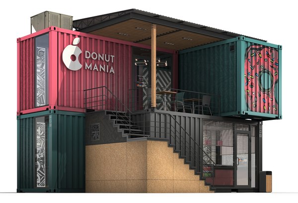 3D container donuts restaurant model