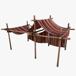 Large trade fair tent purple Stall Bazaar Merchant Stand 3D model