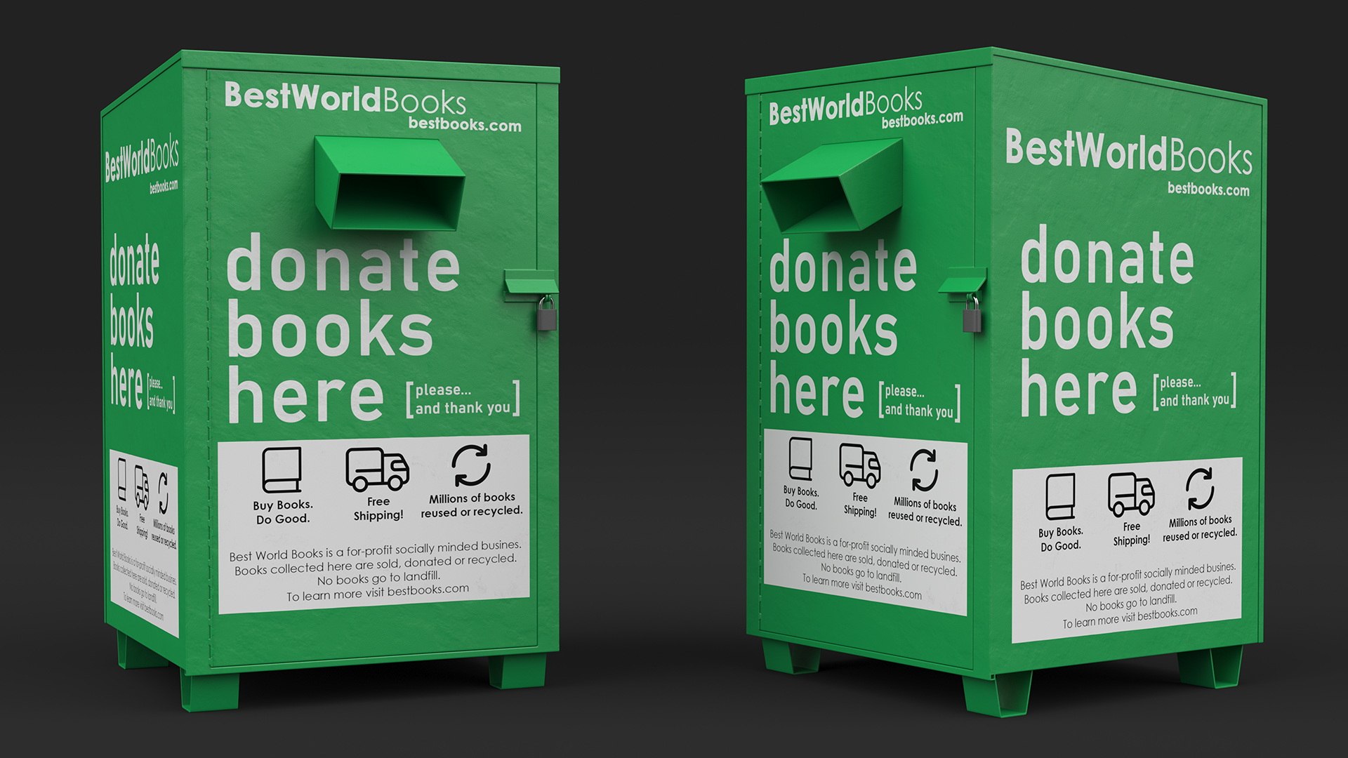 Book Donation Box Green 3D Model TurboSquid 2042175
