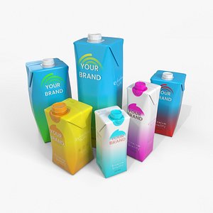 Beverage Carton Prism Full Set - Customizable Pack 3D