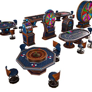 カジノブラックジャックテーブル - グリーン3Dモデル