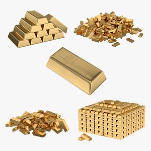 Gold Bar Collection 3D model