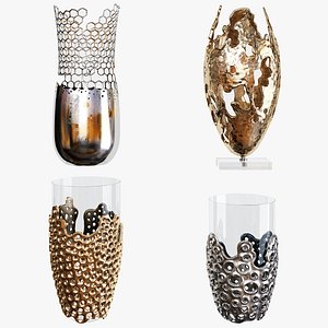 Decorative vases set 01 3D