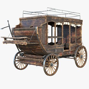 Wooden Carriage, 8K PBR, Rigged