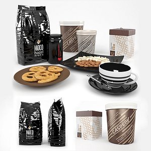 cookies coffee nuts 3d max