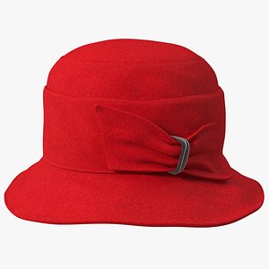 Cloche Women Hat Red 3D