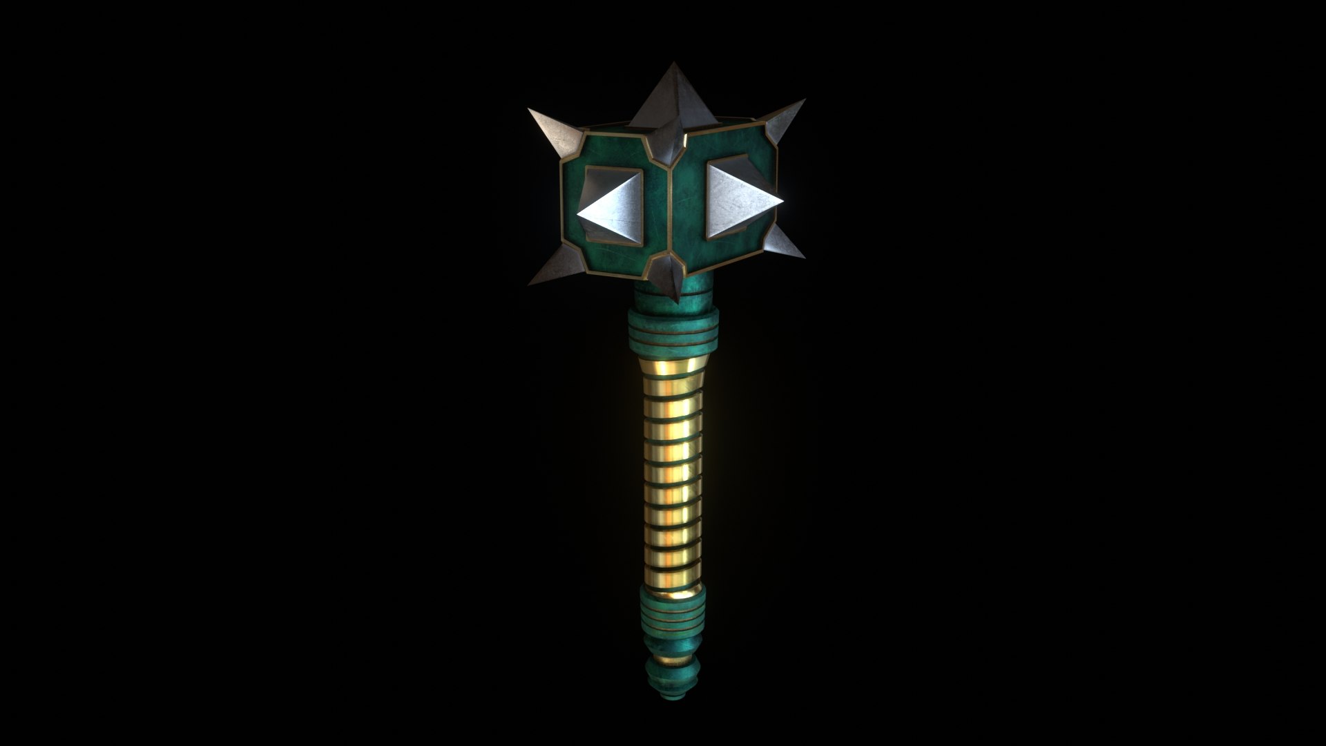 Spiked Mace 3D model https://p.turbosquid.com/ts-thumb/a9/CS6Jwk/x9/image_04/jpg/1621519815/1920x1080/fit_q87/0390a9e86bc0822b3e3ce4a61ab0f51445812868/image_04.jpg