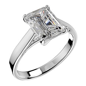 3D Emerald Cut Engagement Ring 3D CAD Model-O1-105 3D print model model