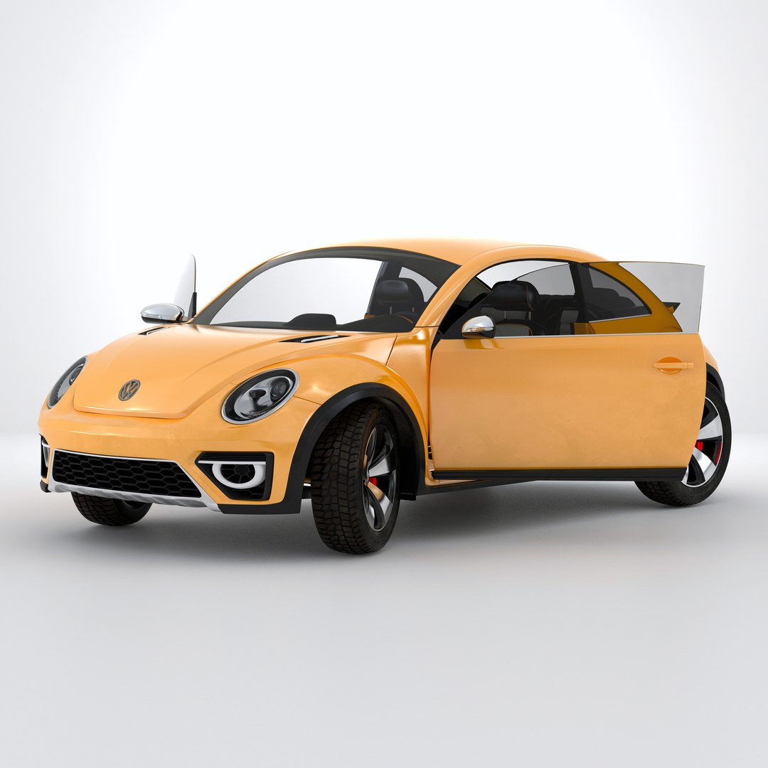 Volkswagen Beetle 2016 Yellow Rigged 3D Model 3D model preview