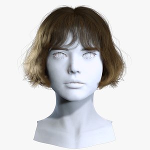 3D Short Wavy Bob Haircut with Wispy Bangs for Characters