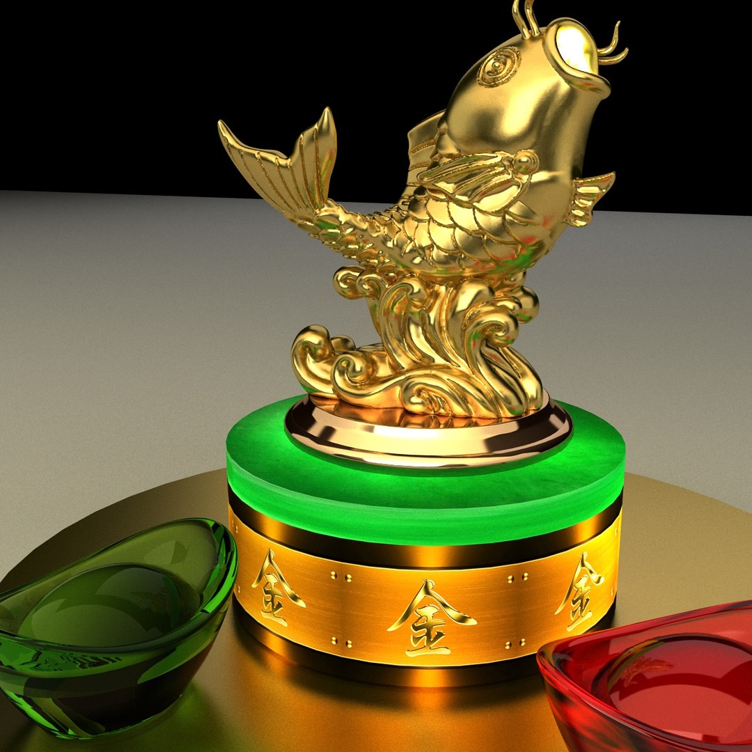 Chinese gold ingot fish 3D model - TurboSquid 1299668