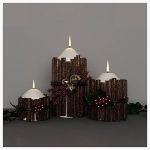 Christmas Candle leaf green wooden