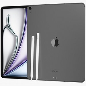 Apple iPad Air 13 2024 6th gen WiFi and Cellular with Pencils Gray 3D